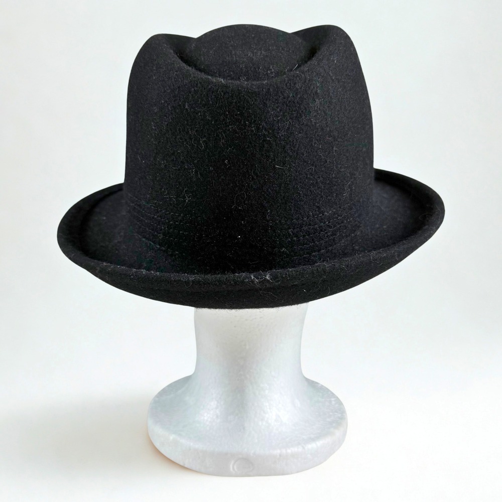 Arlin Fedora Hat Unisex OS Black Wool Felt Pork Pie Classic Dark Academia - Picture 3 of 6